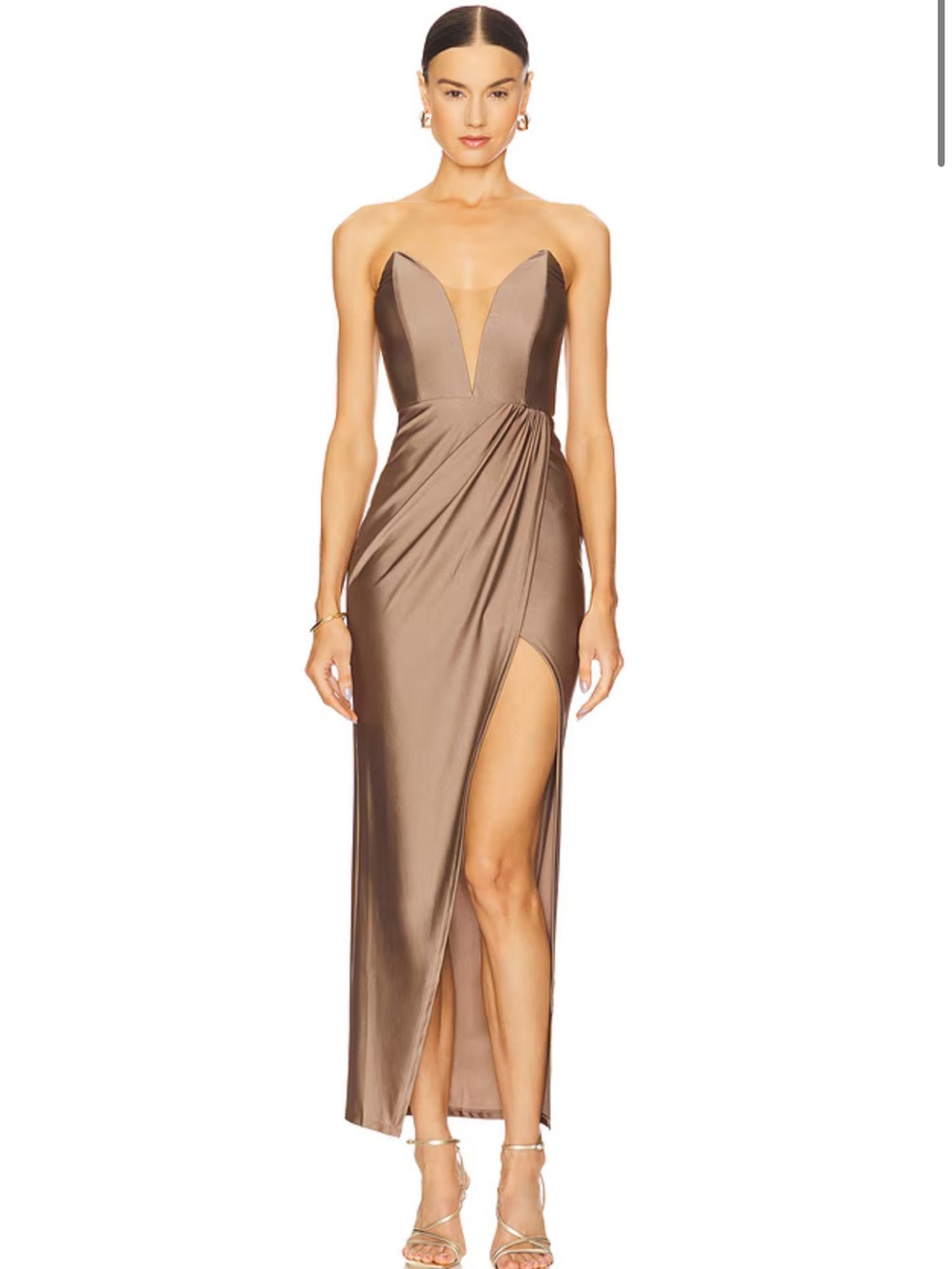 NWT Michael Costello x REVOLVE Jake Gown Taupe XS